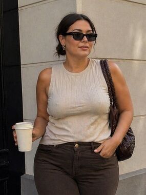 YaYa Ribbed Sleeveless Tank Top - Cream